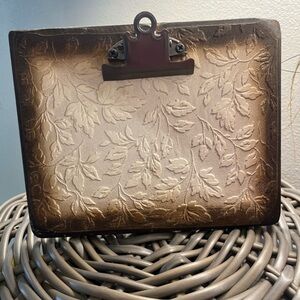 Handmade Leather tooled Clipboard/picture holder frame